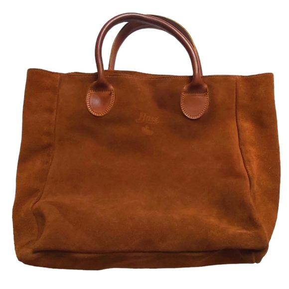 Bass Handbags - Bass tan suede leather tote